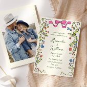 Funky Hand Drawn Scribble Retro Wedding Foto Einladung