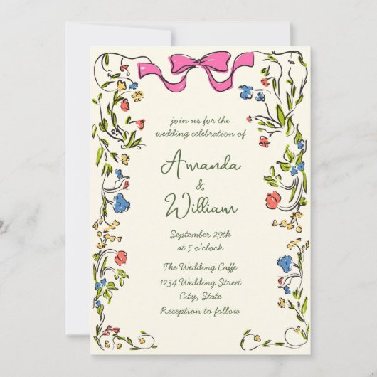 Funky Hand Drawn Scribble Retro Wedding Foto Einladung (Vorderseite)