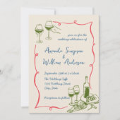 Funky Hand Drawn Scribble Retro Wedding QR Code Einladung (Vorderseite)