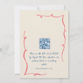 Funky Hand Drawn Scribble Retro Wedding QR Code Einladung (Rückseite)