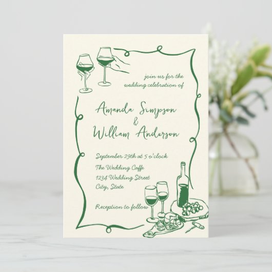 Funky Hand Drawn Scribble Retro Wedding QR Code Einladung (Stehend Vorderseite)