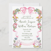 Funky Hand Drawn Scribble Retro Wedding QR Code Einladung (Vorderseite)