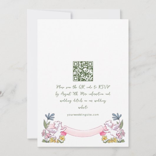 Funky Hand Drawn Scribble Retro Wedding QR Code Einladung (Rückseite)