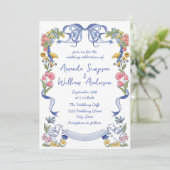 Funky Hand Drawn Scribble Retro Wedding QR Code Einladung (Stehend Vorderseite)