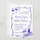 Funky Hand Drawn Scribble Retro Wedding QR Code Einladung (Vorderseite)
