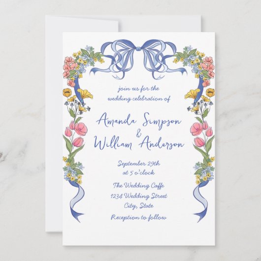 Funky Hand Drawn Scribble Retro Wedding QR Code Einladung (Vorderseite)