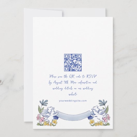 Funky Hand Drawn Scribble Retro Wedding QR Code Einladung (Rückseite)