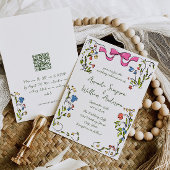 Funky Hand Drawn Scribble Retro Wedding QR Code Einladung