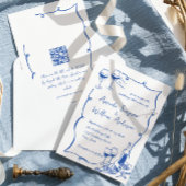 Funky Hand Drawn Scribble Retro Wedding QR Code Einladung