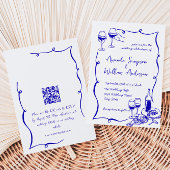 Funky Hand Drawn Scribble Retro Wedding QR Code Einladung