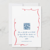 Funky Hand Drawn Scribble Retro Wedding QR Code Einladung (Rückseite)