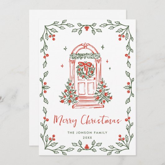 Funky Hand Drawn Scribble Retro Weihnachten (Vorne/Hinten)