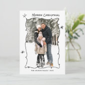 Funky Hand Drawn Scribble Retro Weihnachten 3 Foto (Stehend Vorderseite)