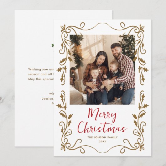 Funky Hand Drawn Scribble Retro Weihnachts-Foto Feiertagskarte (Vorne/Hinten)