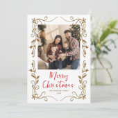 Funky Hand Drawn Scribble Retro Weihnachts-Foto Feiertagskarte (Stehend Vorderseite)