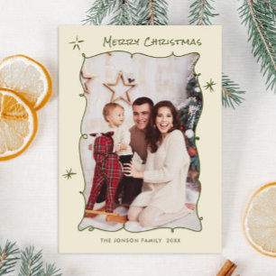 Funky Hand Drawn Scribble Retro Weihnachts-Foto Feiertagskarte