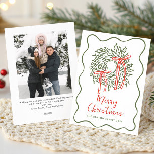 Funky Hand Drawn Scribble Retro Weihnachts-Foto Feiertagskarte