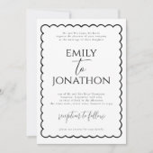 Funky Hand Drawn Wavy Line Border Wedding Einladung (Vorderseite)