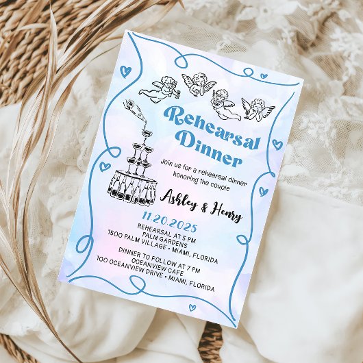 Funky Hand Drawn Wedding Probe Dinner Einladung