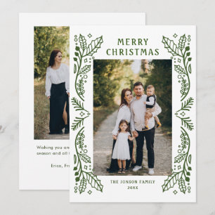 Funky Hand Drawn Whimsical Retro Christmas 2 Foto Feiertagskarte