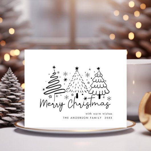 Funky Hand Drawn Whimsistischer Weihnachtsfeiertag Postkarte