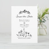 Funky Hand gezeichnet skurrile italienische Hochze Einladung (Stehend Vorderseite)