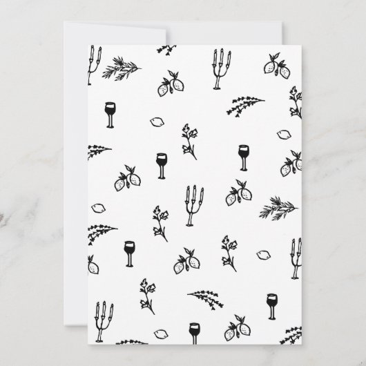 Funky Hand gezeichnet skurrile italienische Hochze Einladung (Rückseite)