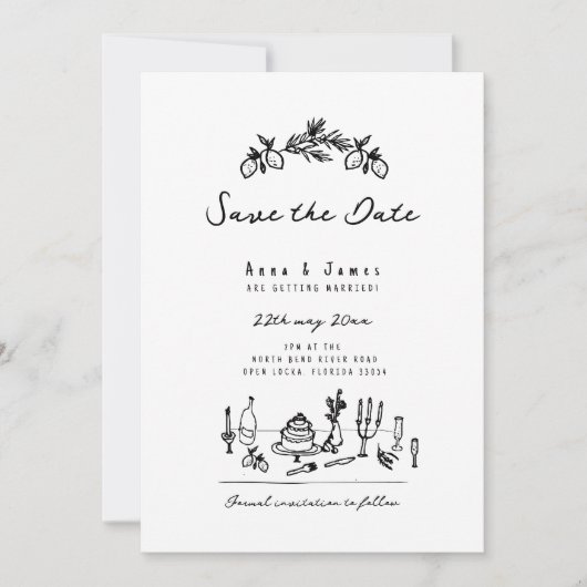 Funky Hand gezeichnet whimsical trendige italienis Einladung (Vorderseite)