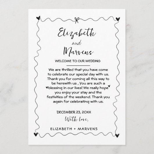 Funky Handgeschriebene Hochzeitstage Termine Programm (Vorderseite)