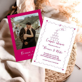 Funky Handgeschriebener Champagner Tower Couple Du Einladung