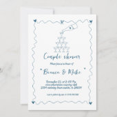 Funky Handgeschriebener Champagnerturm - Dusche in Einladung (Vorderseite)