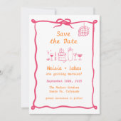 Funky Handwriting Wavy Border Disco Save the Date Einladung (Vorderseite)