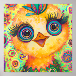 Funky Happy Baby Chicken Farm Kinderzimmer Art Poster