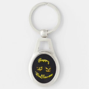 Funky Happy Halloween Text mit Kürbisgesicht Schlüsselanhänger