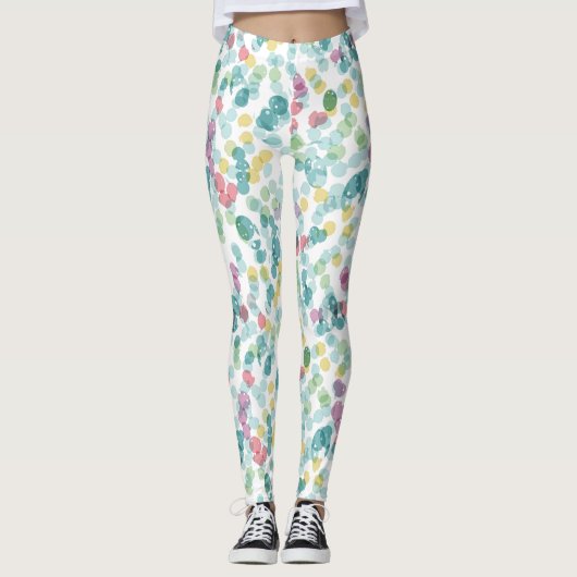 Funky Happy Summer Punkts Pattern Leggings (Vorderseite)