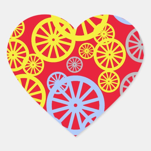 Funky Happy Wheel Muster Herz-Aufkleber (Vorderseite)