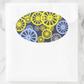 Funky Happy Wheel Muster Ovaler Aufkleber (Tasche)