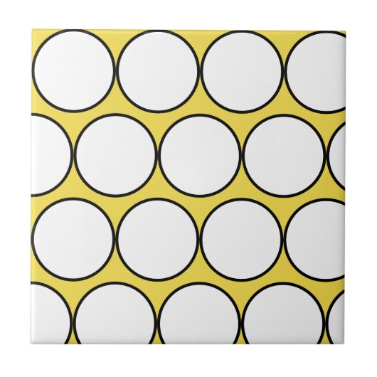 Funky Happy White Black Circles Polka Dot Fliese (Vorderseite)