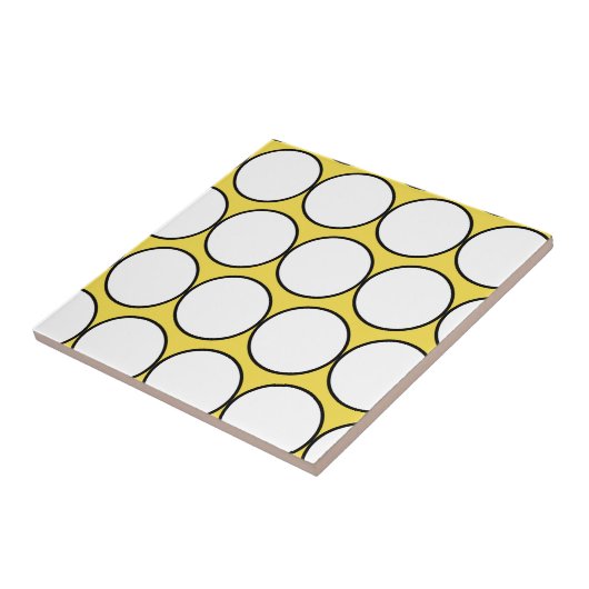 Funky Happy White Black Circles Polka Dot Fliese (Seite)