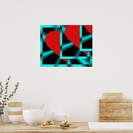 Funky Hearts Poster (Küche)