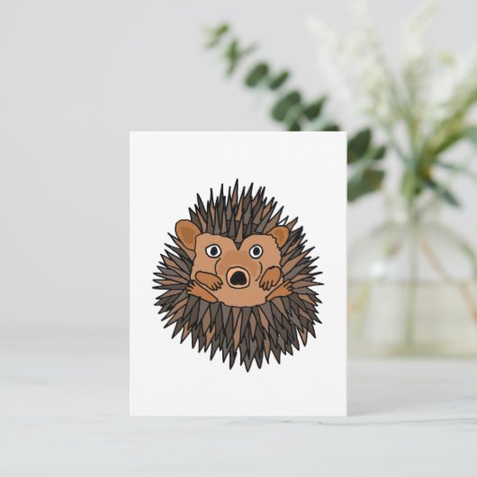 Funky Hedgehog Art Design Postkarte (Stehend Vorderseite)