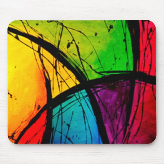 Funky helle abstrakte Kunst-Malerei Mousepad (Vorne)