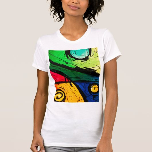 Funky helle Farbabstrakte Kunst T-Shirt (Vorderseite)
