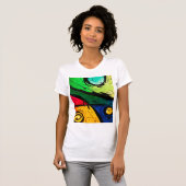 Funky helle Farbabstrakte Kunst T-Shirt (Vorne ganz)