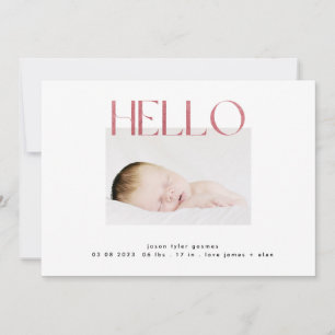 funky hello Blush Pink Foil modern minimalistisch Ankündigung