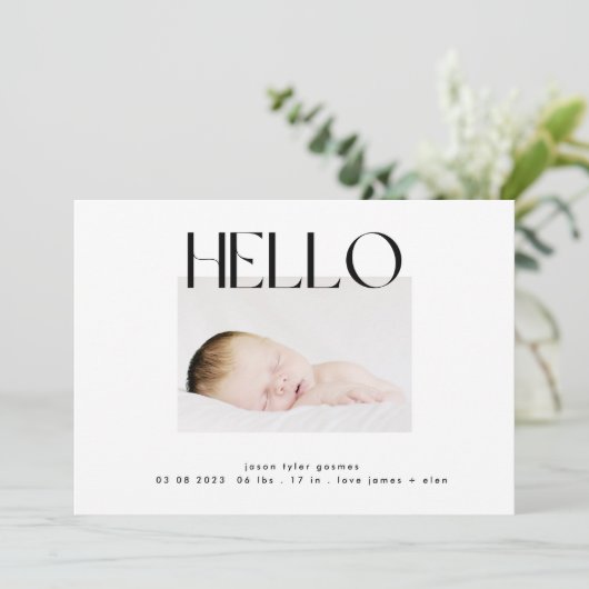 funky hello | Schwarz/Weiß, modern minimalistisch Ankündigung (Stehend Vorderseite)