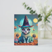 Funky Hexenkatze Postkarte (Stehend Vorderseite)