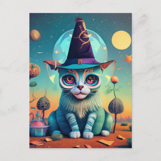 Funky Hexenkatze Postkarte (Vorderseite)