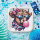 Funky Highland Cow Paper Plate Pappteller (Party)