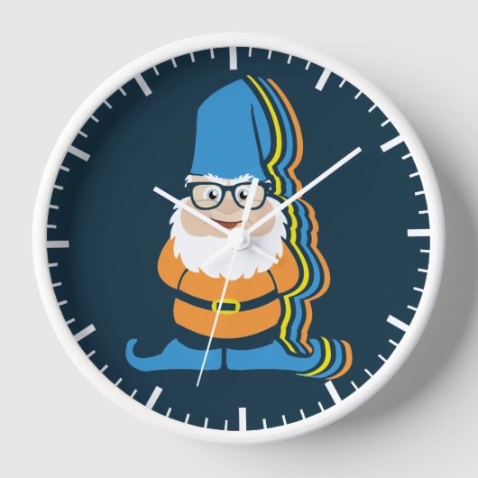 Funky Hipster Garden Gnome Illustration Uhr (Vorderseite)